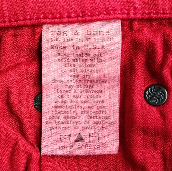NWOT Rag & Bone High Rise Skinny Jeans Denim Red Stretch sz 25. - Picture 7 of 17